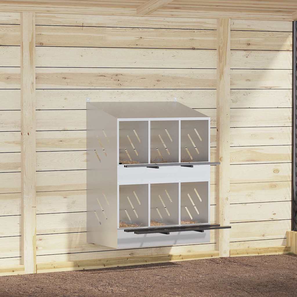 Nido per Polli con 6 Scomparti in Metallo Galvanizzato Argento 864352