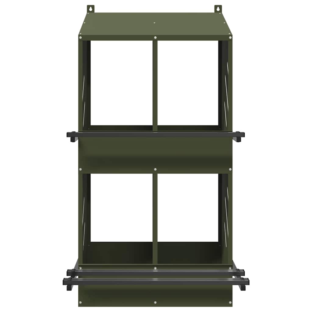 Nido per Polli con 4 Scomparti in Metallo Verde Oliva 864353