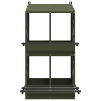 Nido per Polli con 4 Scomparti in Metallo Verde Oliva 864353