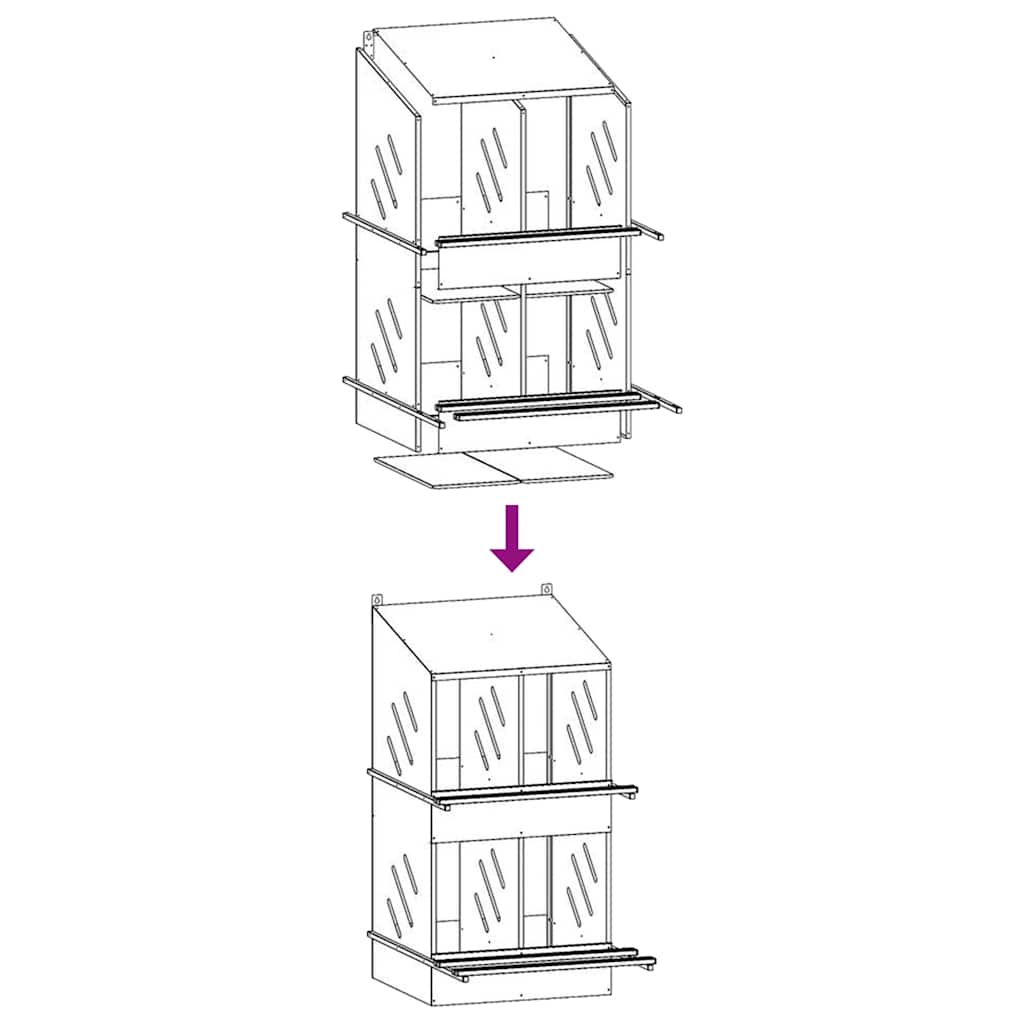 Nido per Polli con 4 Scomparti in Metallo Verde Oliva 864353