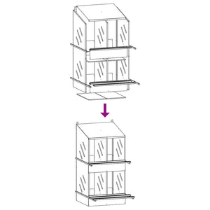 Nido per Polli con 4 Scomparti in Metallo Verde Oliva
