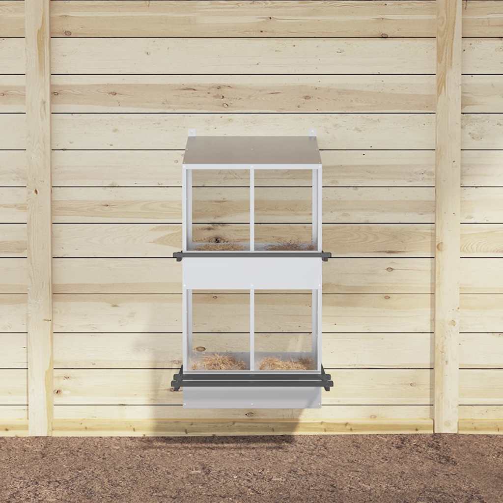 Nido per Polli con 4 Scomparti in Metallo Galvanizzato Argento 864354