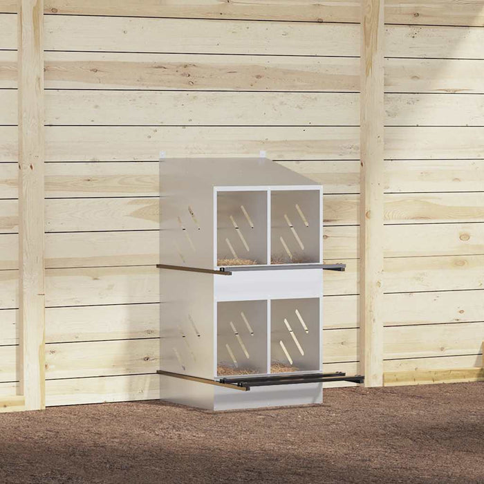 Nido per Polli con 4 Scomparti in Metallo Galvanizzato Argento 864354