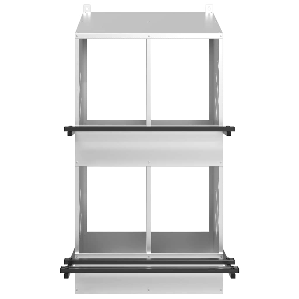 Nido per Polli con 4 Scomparti in Metallo Galvanizzato Argento 864354