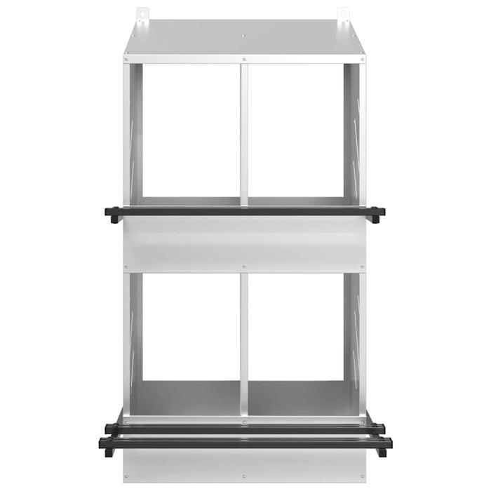 Nido per Polli con 4 Scomparti in Metallo Galvanizzato Argento 864354