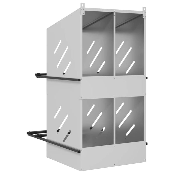 Nido per Polli con 4 Scomparti in Metallo Galvanizzato Argento 864354