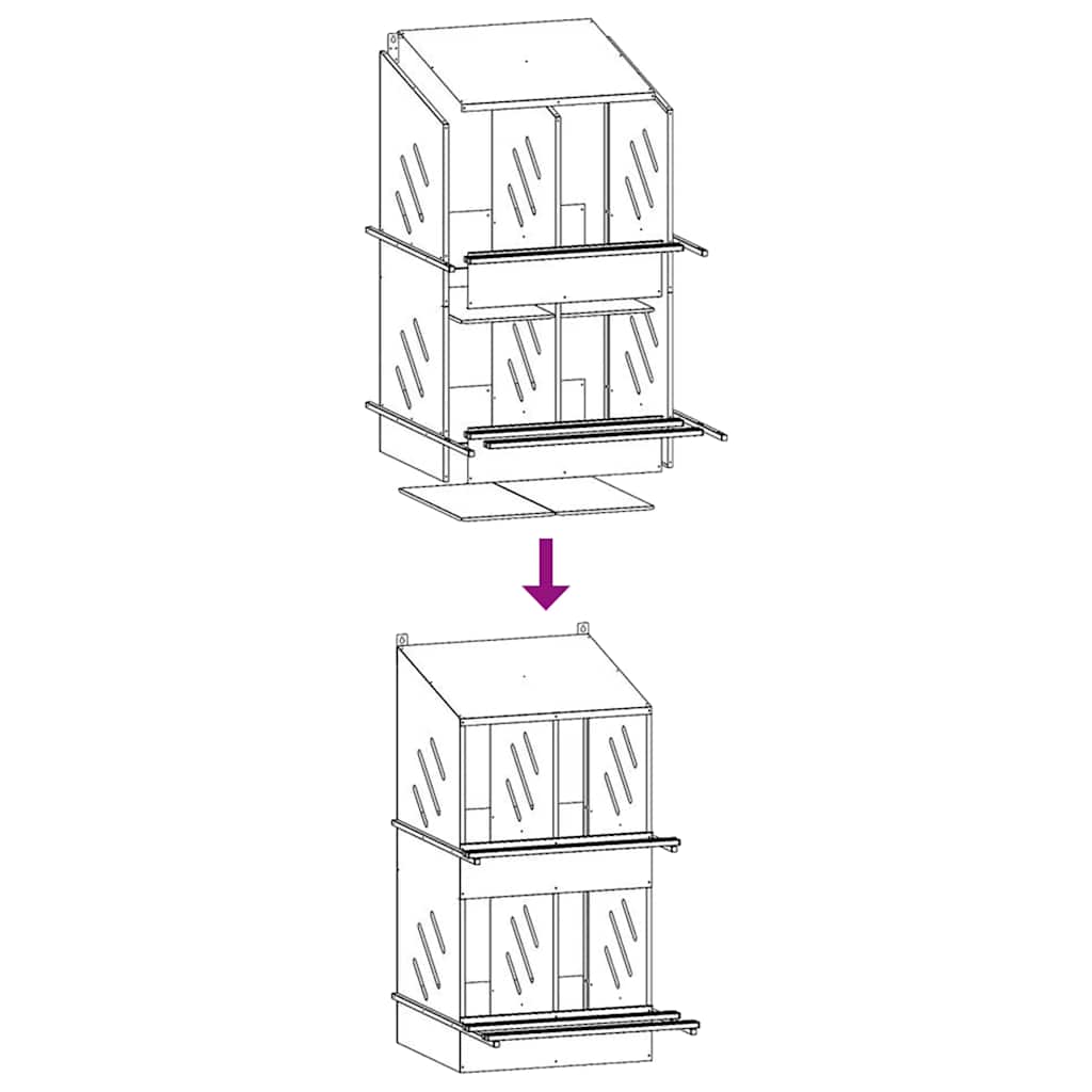 Nido per Polli con 4 Scomparti in Metallo Galvanizzato Argento 864354