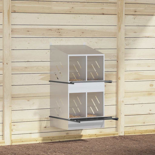 vidaXL Nido per Polli con 4 Scomparti in Metallo Galvanizzato Argento