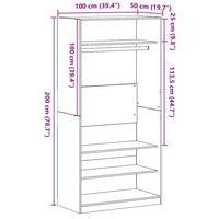 Guardaroba Rovere nero 100 x 50 x 200 cm Legno multistrato 3329297