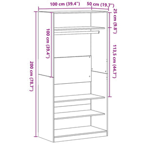 Guardaroba Rovere nero 100 x 50 x 200 cm Legno multistrato 3329297