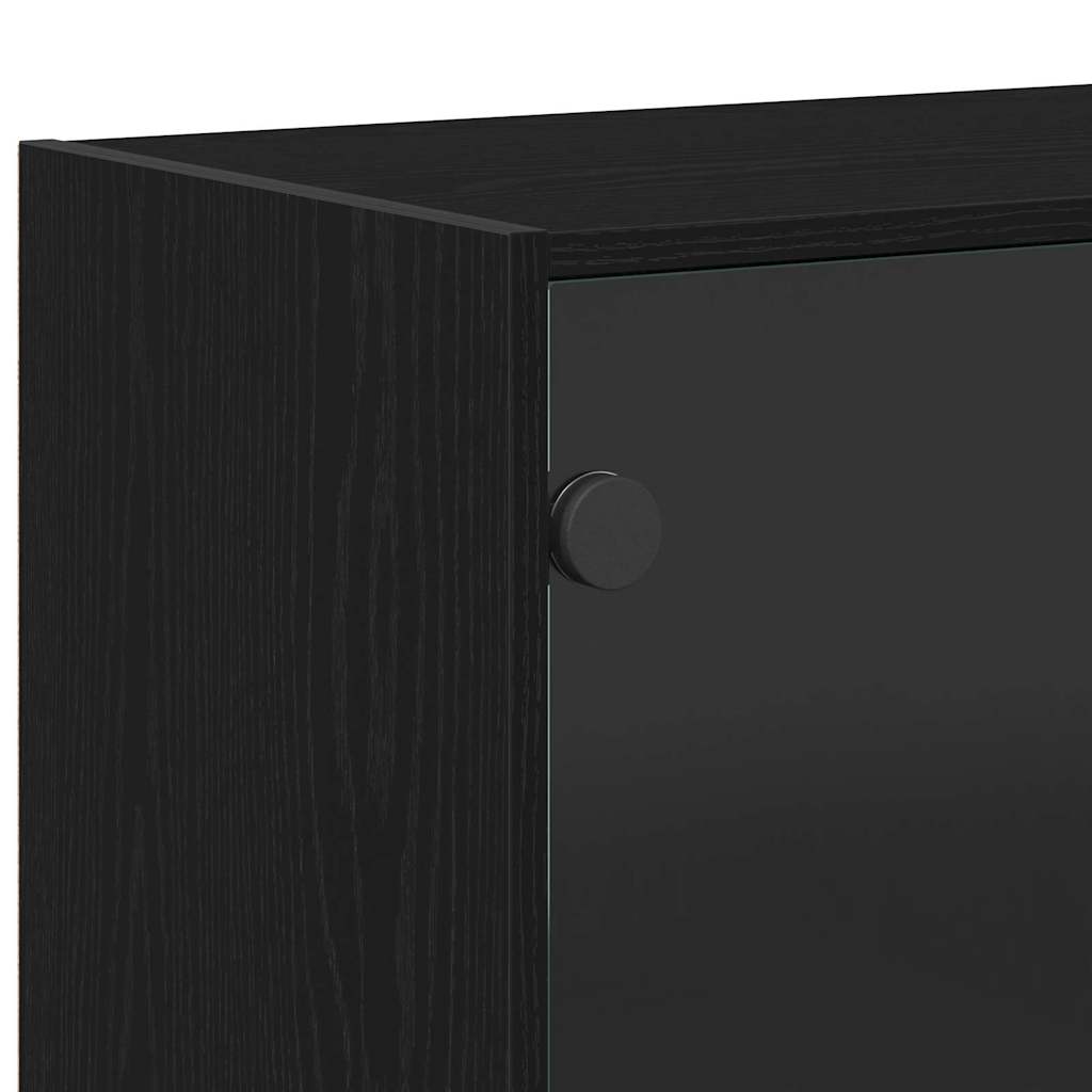 Credenza-Buffet-Armadio da cucina Nero 68 x 37 x 142 cm Legno multistrato