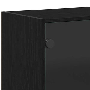 Credenza-Buffet-Armadio da cucina Nero 68 x 37 x 142 cm Legno multistrato