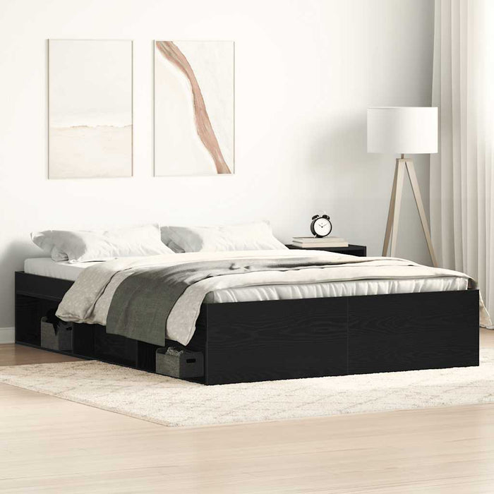 Giroletto senza Materasso-Struttura Letto Rovere Nero 140x200 cm Truciolato 947500