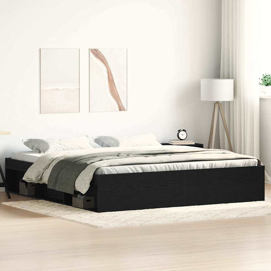 Giroletto senza Materasso-Struttura Letto Rovere Nero 200x200 cm Truciolato 688549