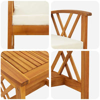 Set Divano da Giardino 3 pz-Sofa da Giardino-Divanetto da esterno Marrone legno massello di acacia