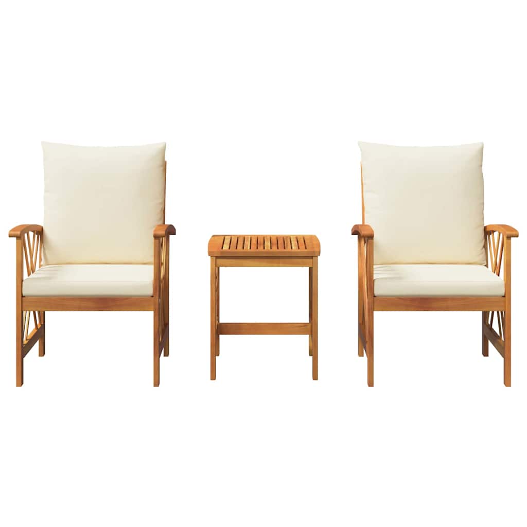 Set Divano da Giardino 3 pz-Sofa da Giardino-Divanetto da esterno Marrone legno massello di acacia