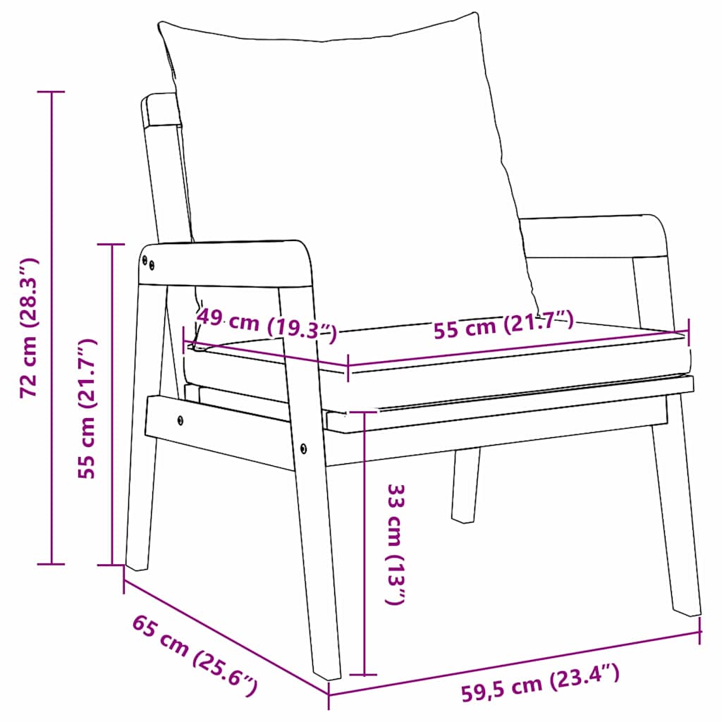 vidaXL Sedia da Giardino 2 pcs Marrone Legno massello di acacia