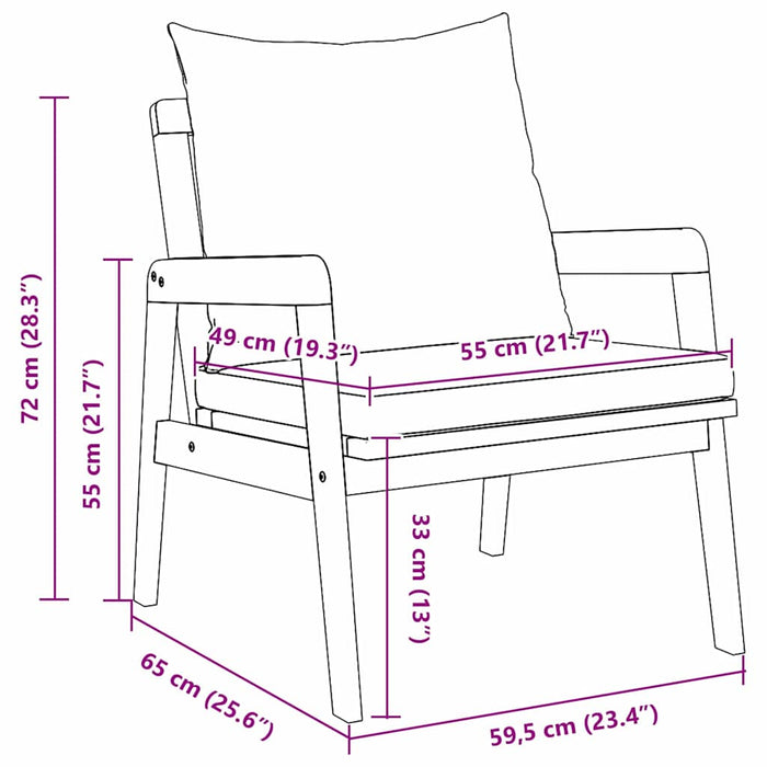 vidaXL Sedia da Giardino 2 pcs Marrone Legno massello di acacia