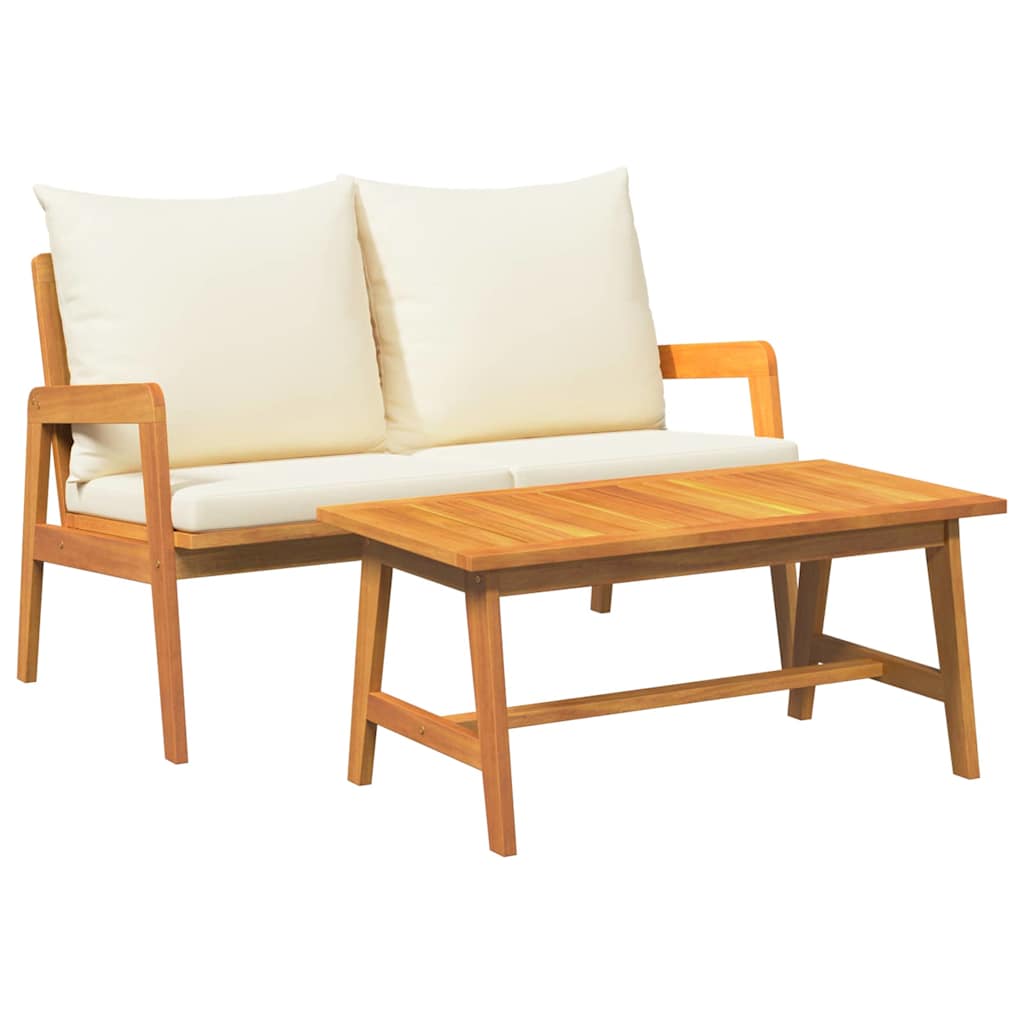 Set bistrot con cuscino 2 pcs Marrone Legno massello di acacia 4106458