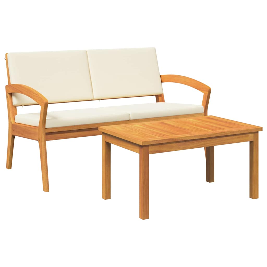 Set bistrot con cuscino 2 pcs Marrone Legno massello di acacia 4106468