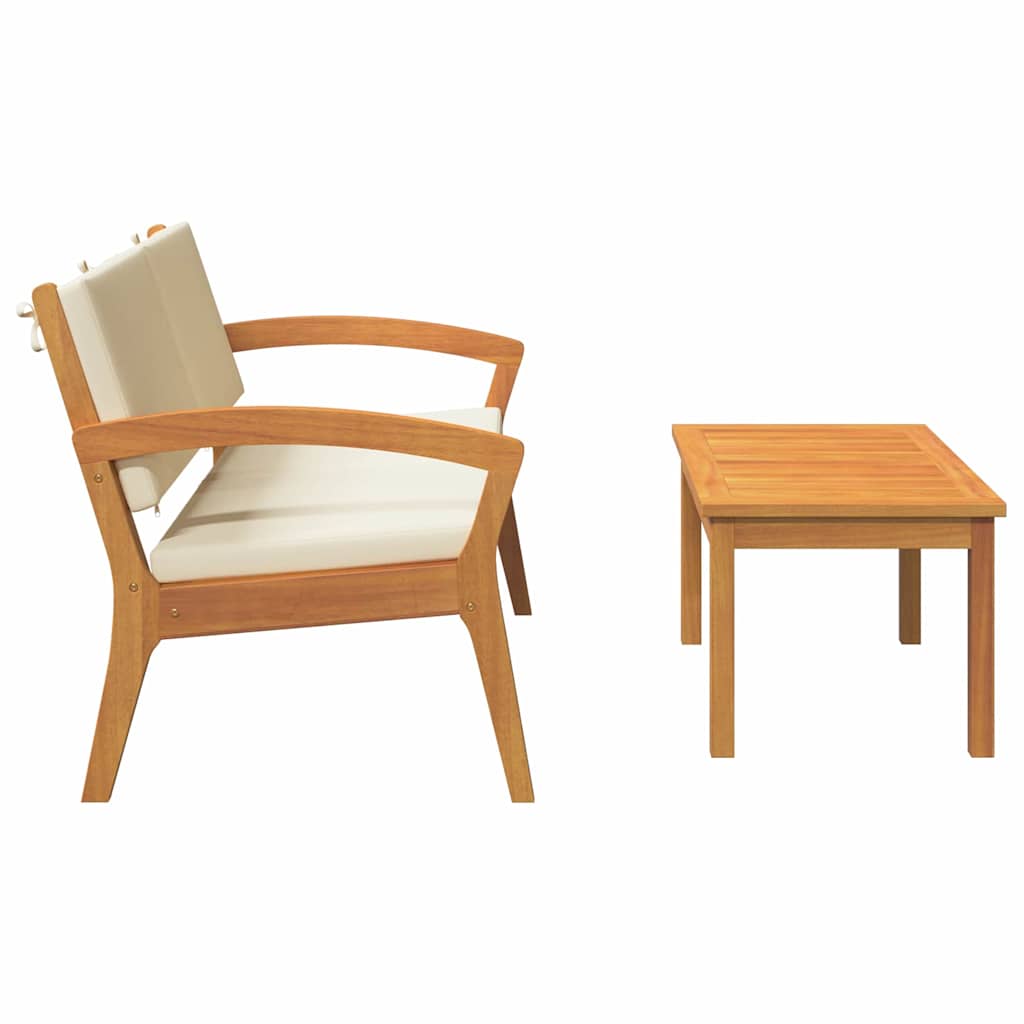 Set bistrot con cuscino 2 pcs Marrone Legno massello di acacia 4106468