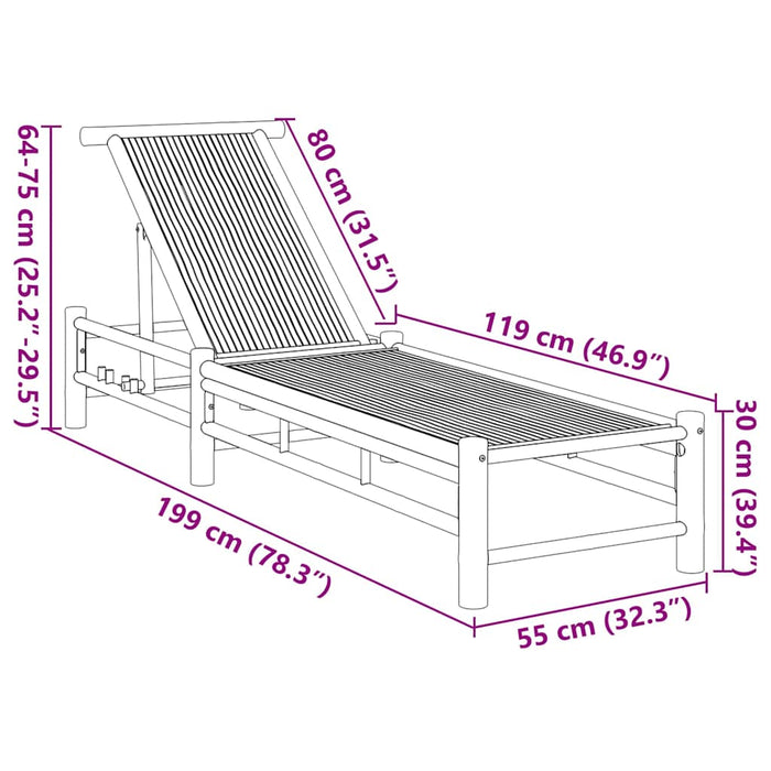 vidaXL Lettino Prendisole 55x199x30 cm in Bambù