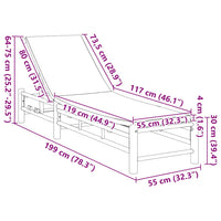vidaXL Lettino Prendisole con Cuscini 55x199x30 cm in Bambù