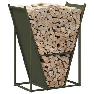 Rastrelliera per Legna da Ardere Verde Oliva 69,5x35x81 cm 864180