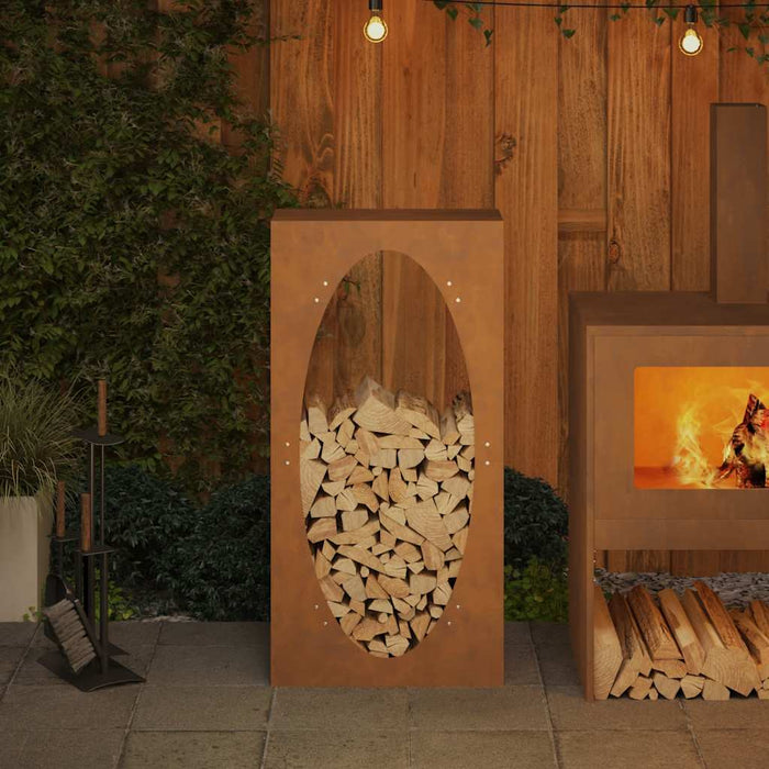 Rastrelliera per Legna da Ardere-Portalegna 50x23x100 cm in Acciaio Corten