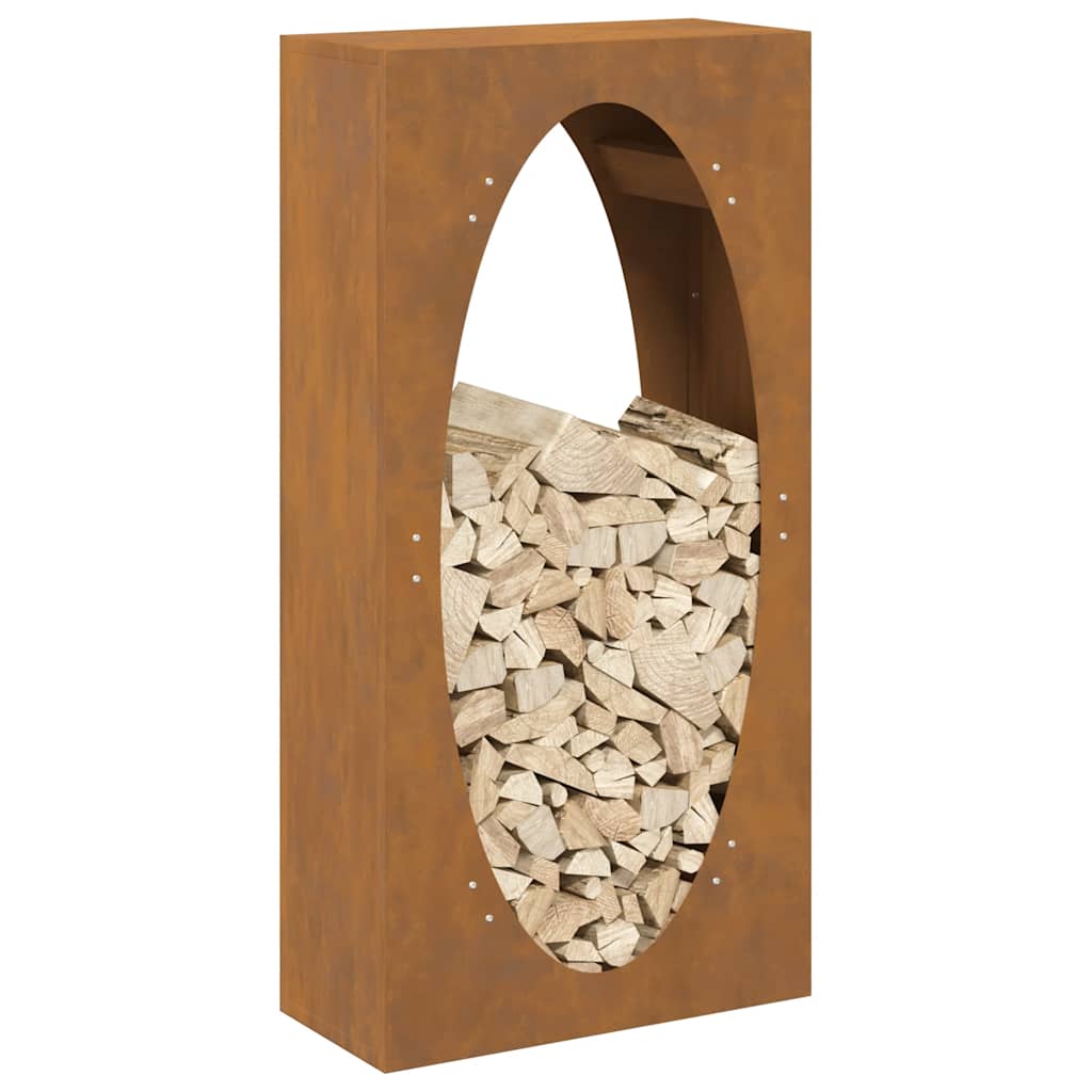 Rastrelliera per Legna da Ardere 50x23x100 cm in Acciaio Corten 864186