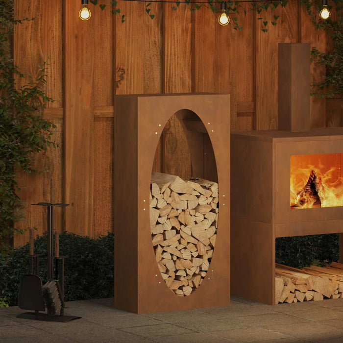 Rastrelliera per Legna da Ardere 50x23x100 cm in Acciaio Corten