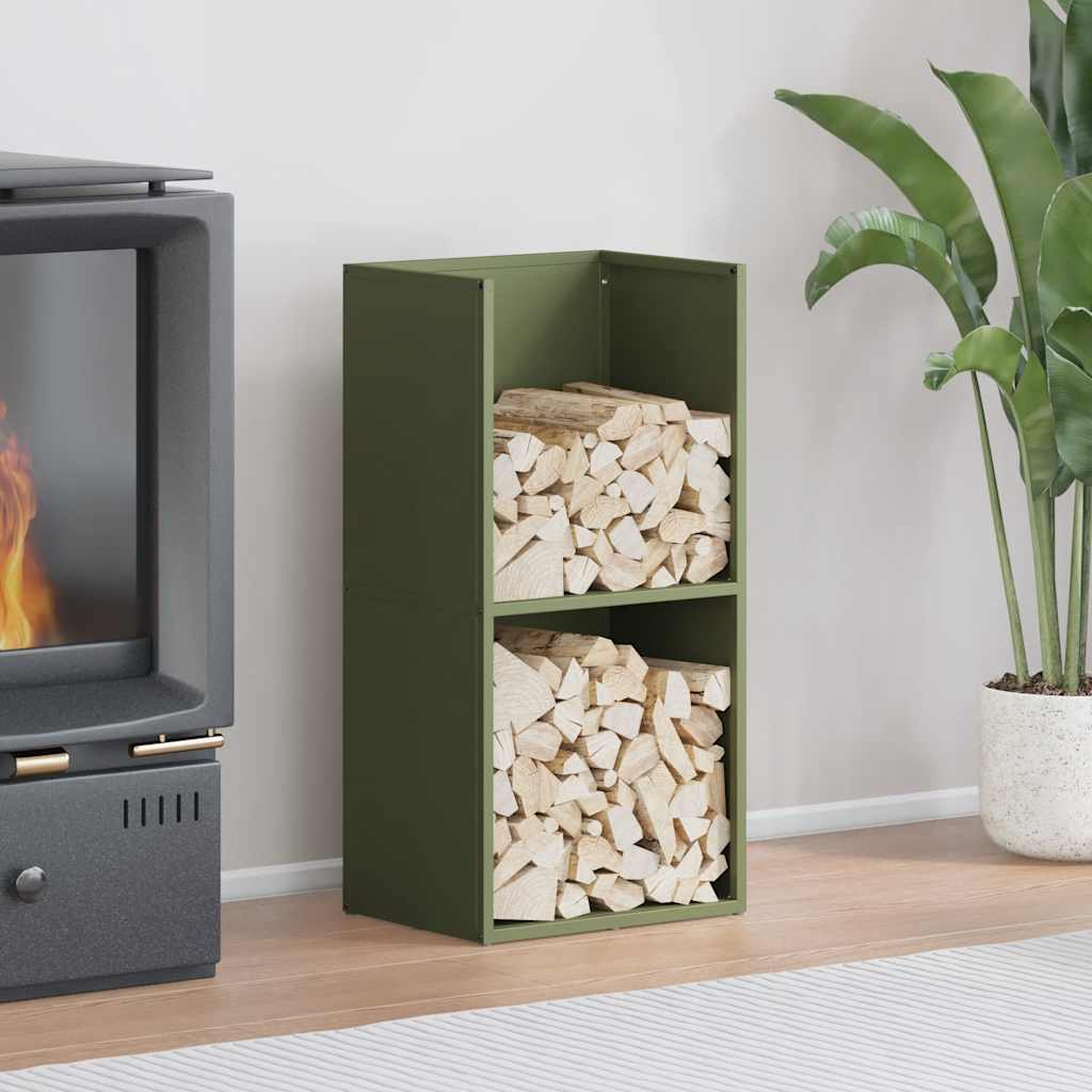 Rastrelliera per Legna da Ardere Verde Oliva 40x30x80 cm 864190