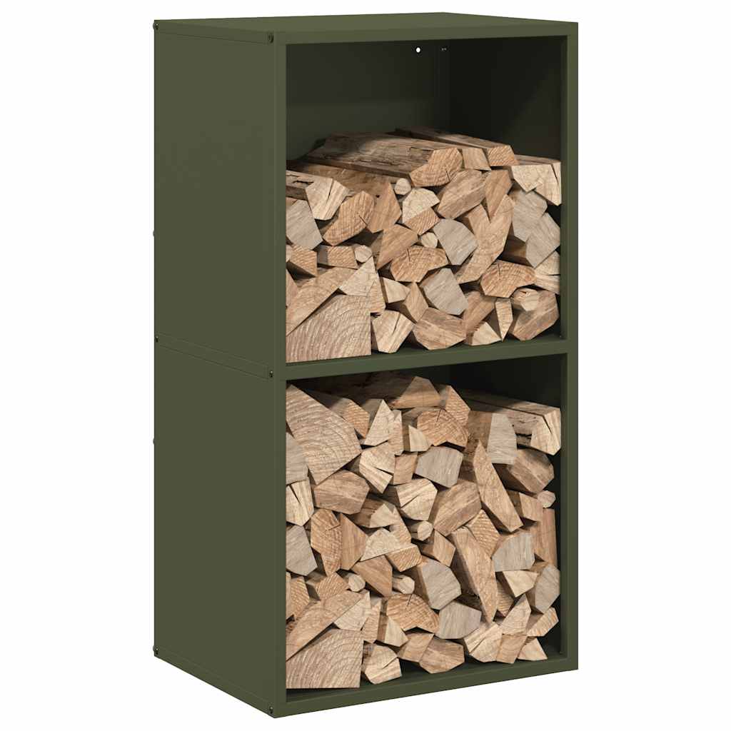 Rastrelliera per Legna da Ardere Verde Oliva 40x30x75 cm 864194