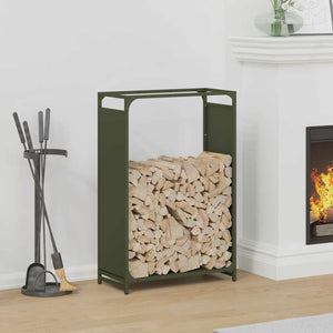 Rastrelliera per Legna da Ardere Verde Oliva 60x28x90 cm 864214