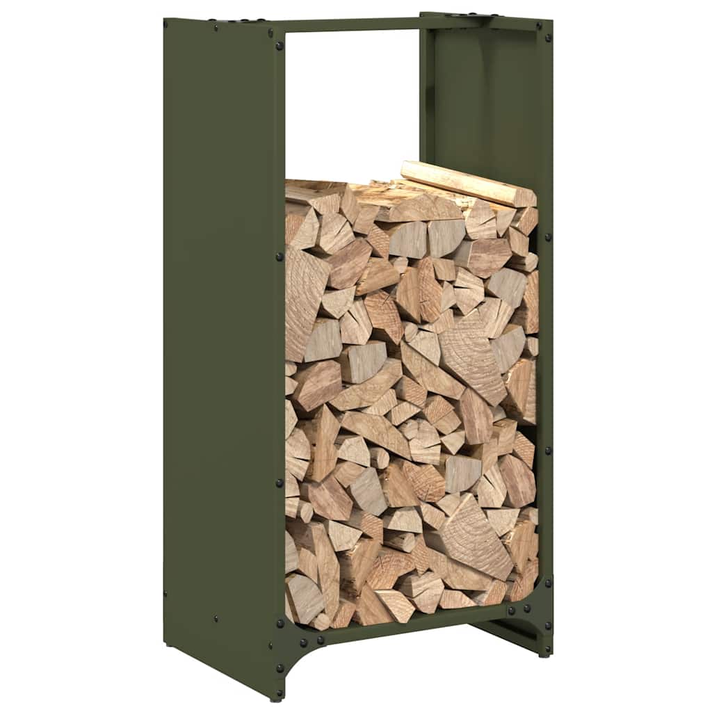 Rastrelliera per Legna da Ardere Verde Oliva 40x30x80 cm 864234