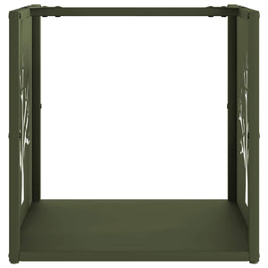 vidaXL Rastrelliera per Legna da Ardere Verde Oliva 40x40x40 cm