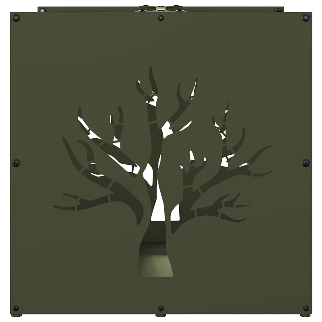 Rastrelliera per Legna da Ardere Verde Oliva 40x40x40 cm 864246