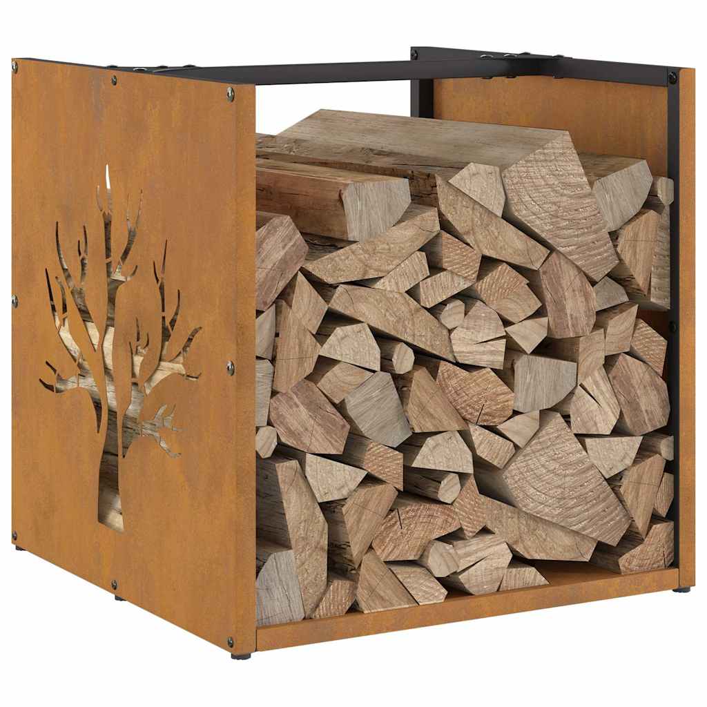 Rastrelliera per Legna da Ardere 40x40x40 cm in Acciaio Corten 864248