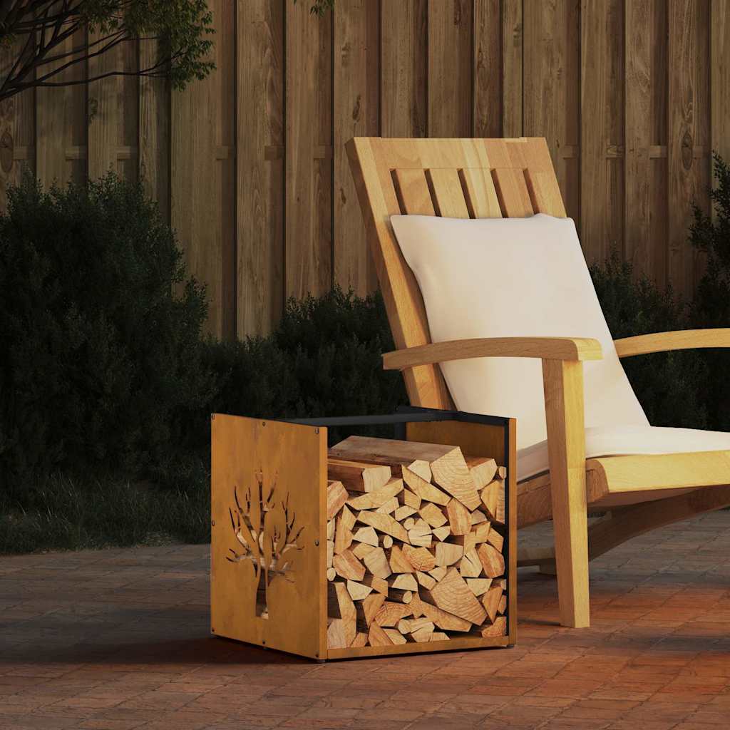 Rastrelliera per Legna da Ardere 40x40x40 cm in Acciaio Corten 864248