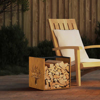 Rastrelliera per Legna da Ardere-Portalegna 40x40x40 cm in Acciaio Corten 772815