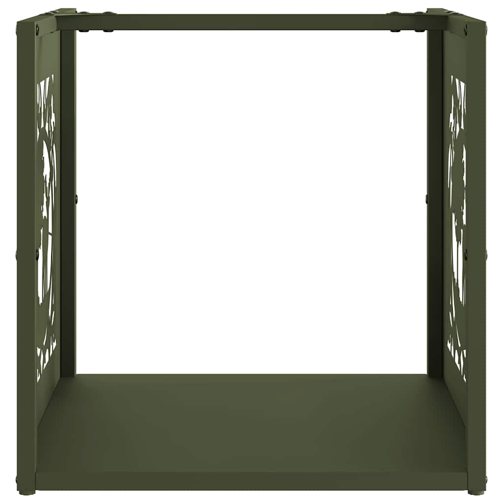 Rastrelliera per Legna da Ardere Verde Oliva 40x40x40 cm 864252