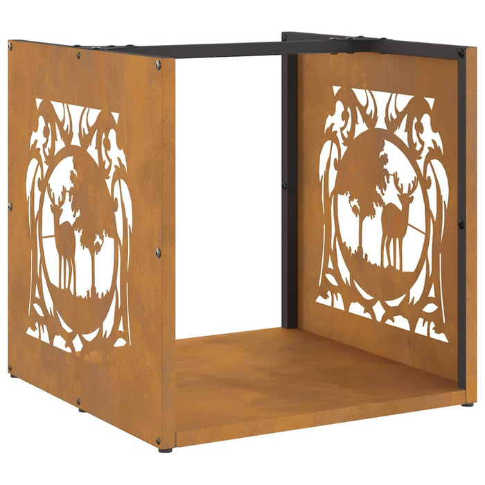 Rastrelliera per Legna da Ardere 40x40x40 cm in Acciaio Corten