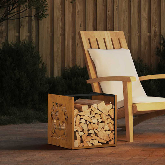 Rastrelliera per Legna da Ardere 40x40x40 cm in Acciaio Corten 864254