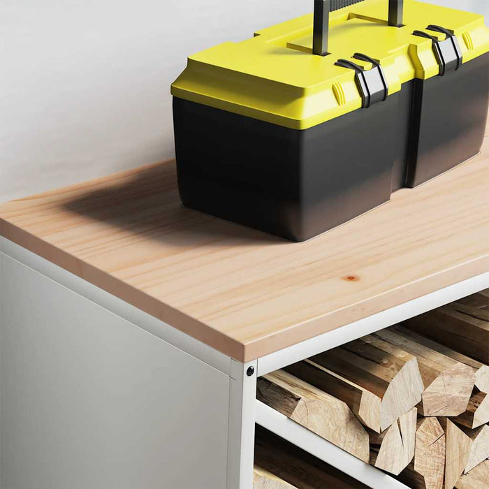 Rastrelliera per Legna da Ardere con Piano Bianca 100x40x60 cm