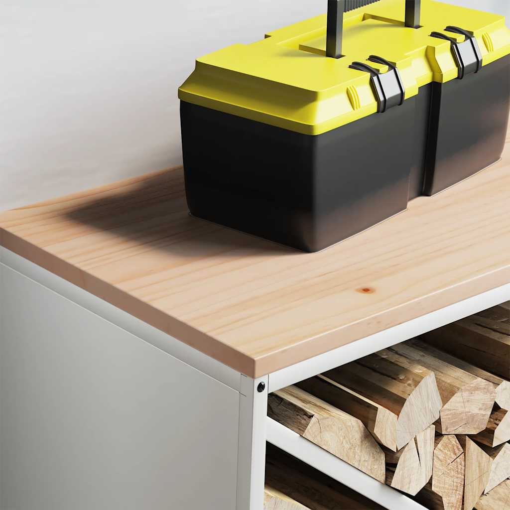 Rastrelliera per Legna da Ardere con Piano Bianca 100x40x60 cm 864256