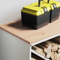 Rastrelliera per Legna da Ardere con Piano Bianca 100x40x60 cm 864256