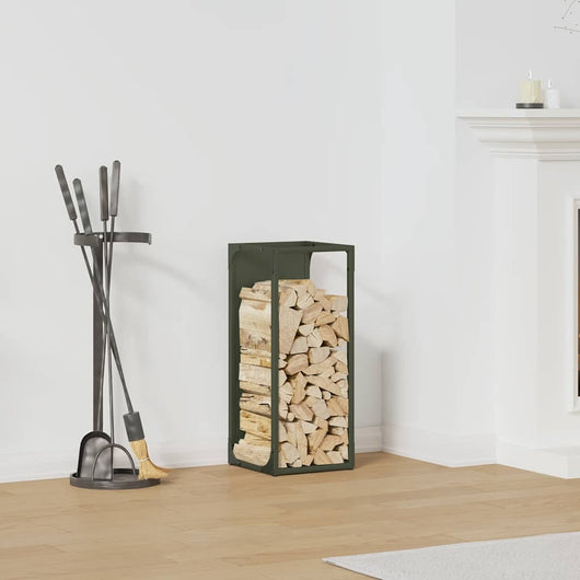 Rastrelliera per Legna da Ardere Verde Oliva 25x25x60 cm 864262