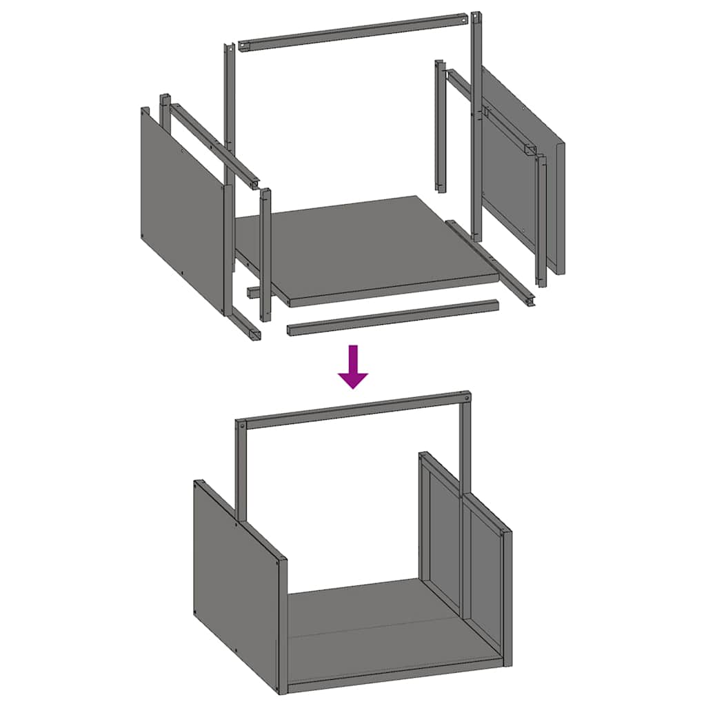 Rastrelliera per Legna da Ardere Nera 40x40x40 cm 864271