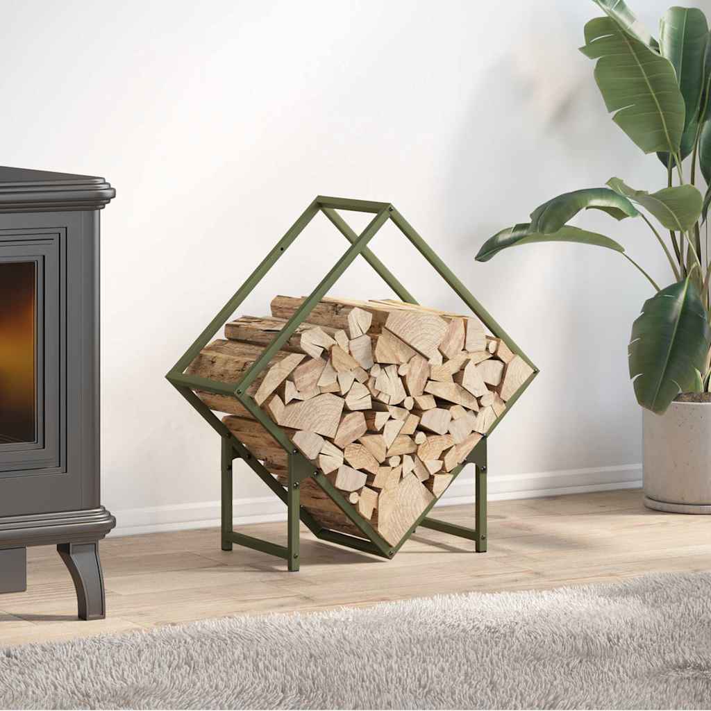 Rastrelliera per Legna da Ardere Verde Oliva 60x25x60 cm 864282