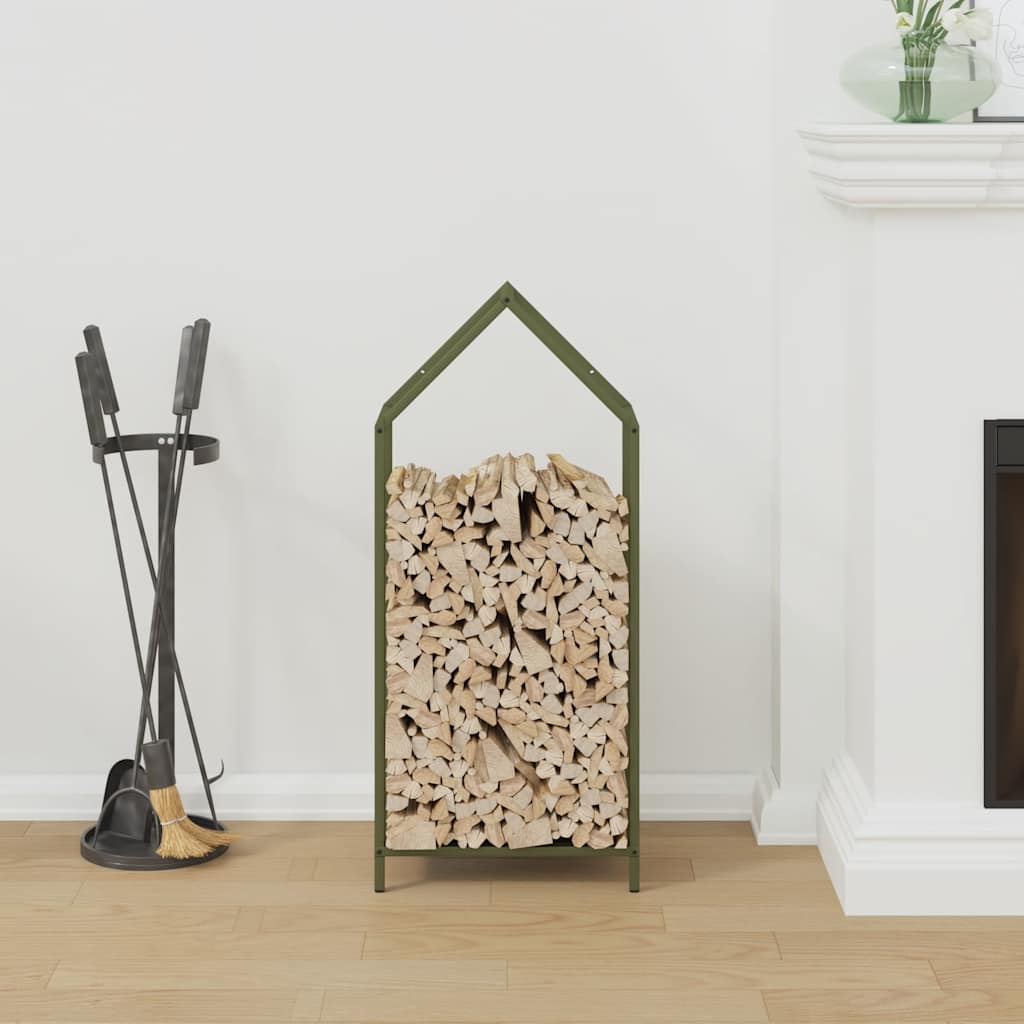 Rastrelliera per Legna da Ardere Verde Oliva 40x25x90 cm 864298